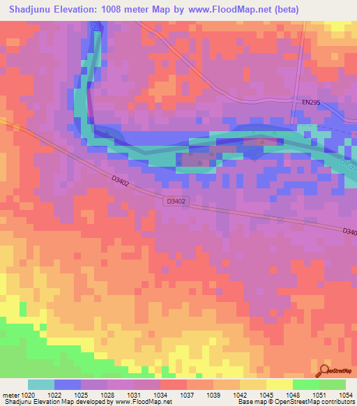 Shadjunu,Namibia Elevation Map