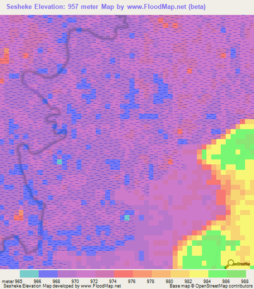 Sesheke,Namibia Elevation Map