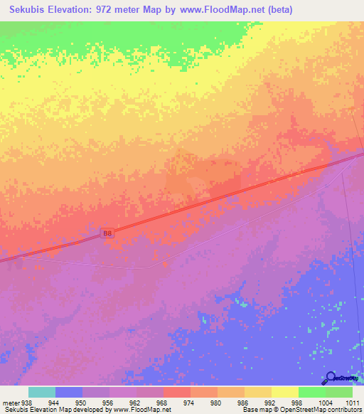 Sekubis,Namibia Elevation Map