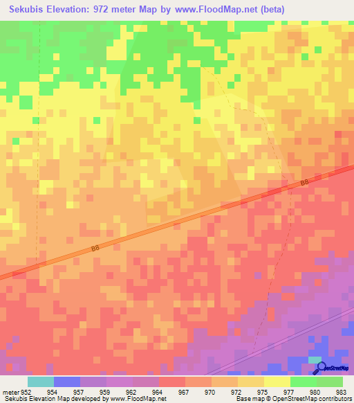 Sekubis,Namibia Elevation Map