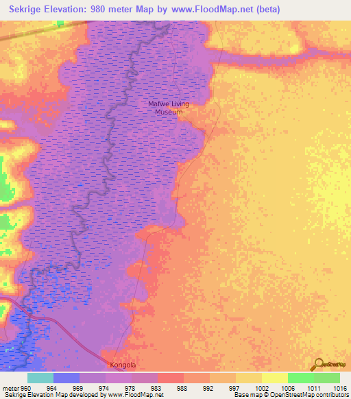 Sekrige,Namibia Elevation Map