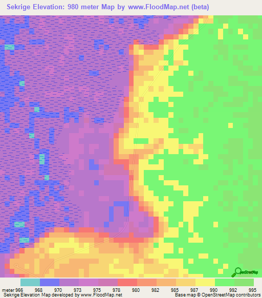 Sekrige,Namibia Elevation Map