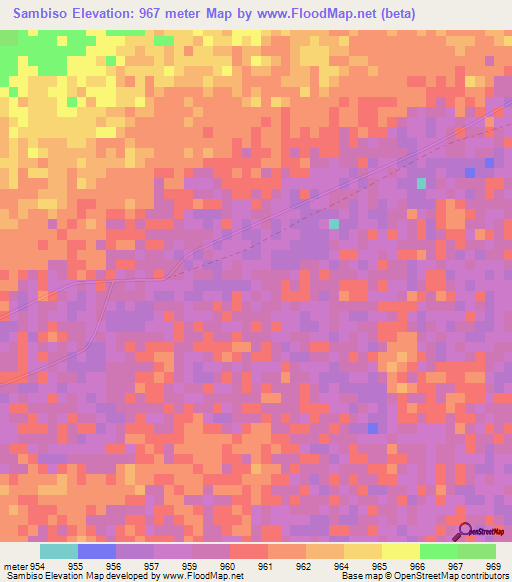 Sambiso,Namibia Elevation Map