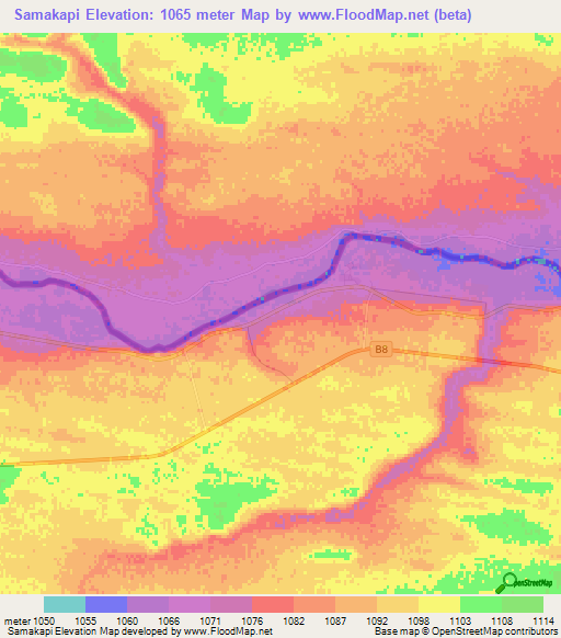 Samakapi,Namibia Elevation Map