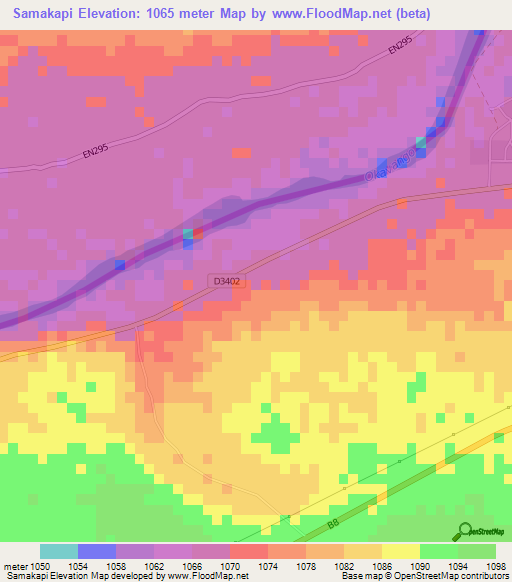 Samakapi,Namibia Elevation Map