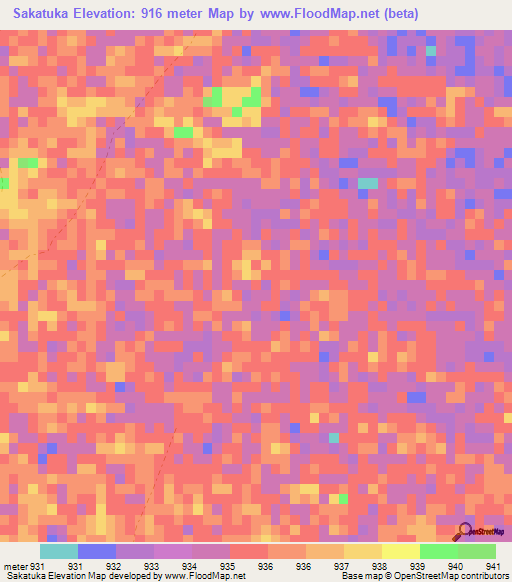 Sakatuka,Namibia Elevation Map