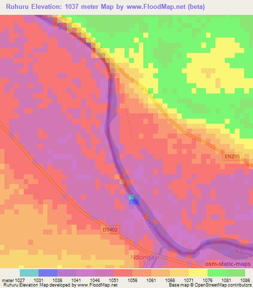 Ruhuru,Namibia Elevation Map