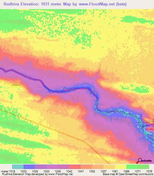 Rudhiva,Namibia Elevation Map