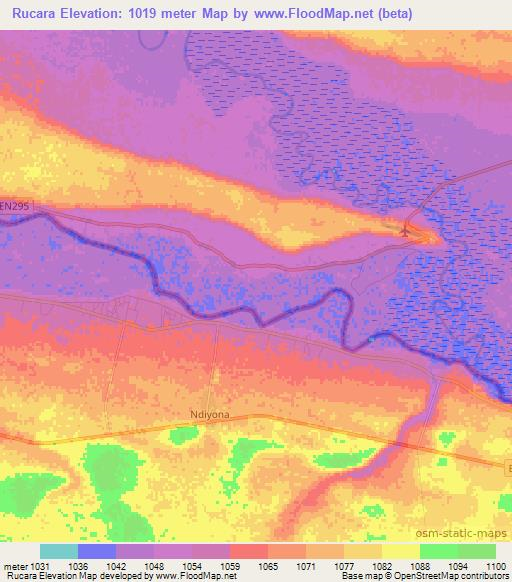 Rucara,Namibia Elevation Map