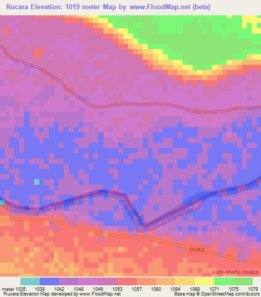 Rucara,Namibia Elevation Map
