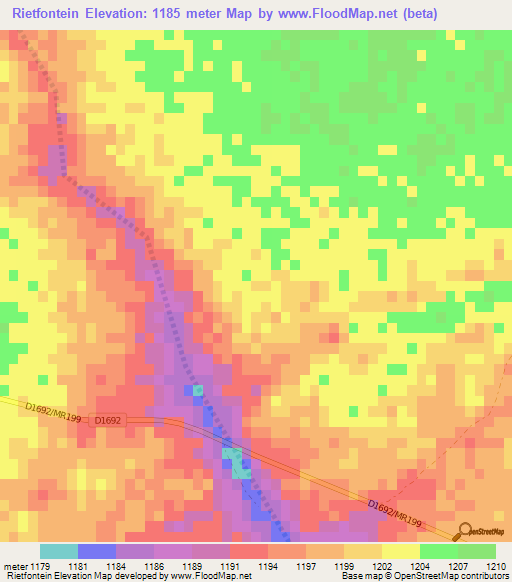 Rietfontein,Namibia Elevation Map