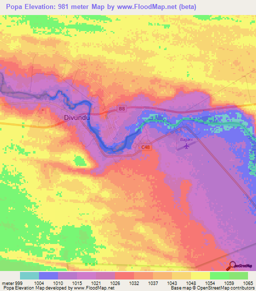 Popa,Namibia Elevation Map