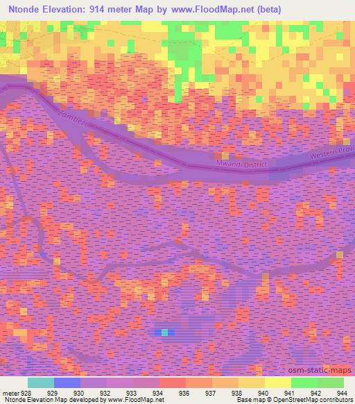 Ntonde,Namibia Elevation Map