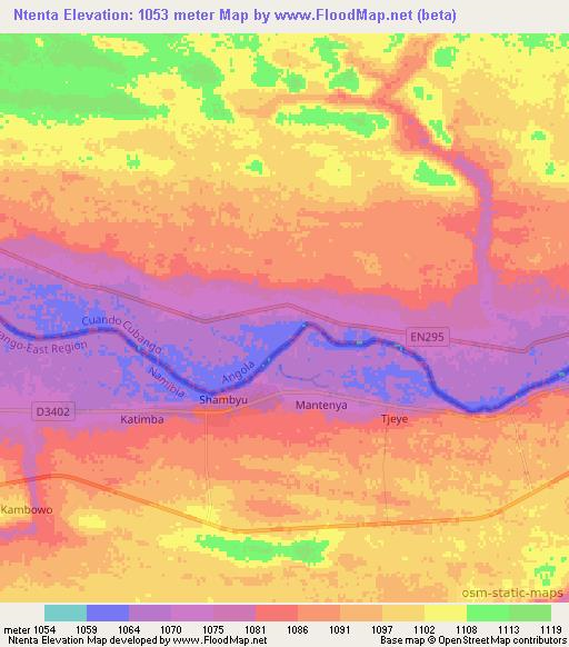 Ntenta,Namibia Elevation Map