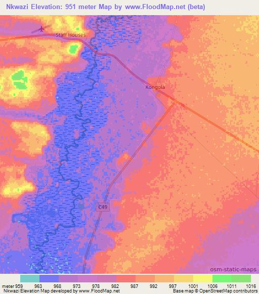 Nkwazi,Namibia Elevation Map
