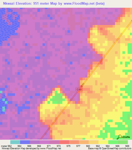 Nkwazi,Namibia Elevation Map