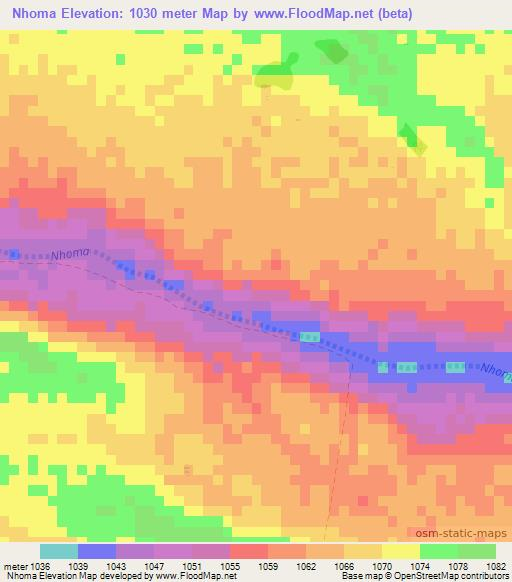 Nhoma,Namibia Elevation Map