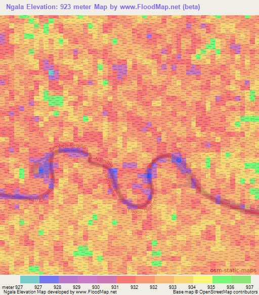 Ngala,Namibia Elevation Map