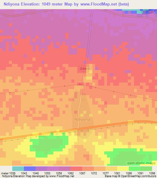 Ndiyona,Namibia Elevation Map