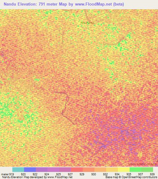 Nandu,Namibia Elevation Map