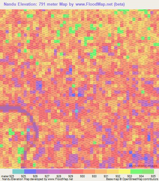 Nandu,Namibia Elevation Map
