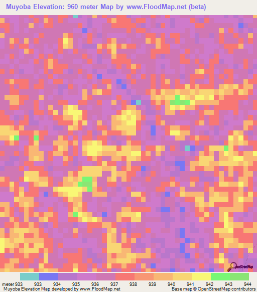Muyoba,Namibia Elevation Map