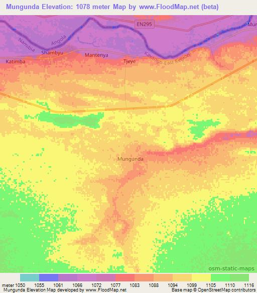 Mungunda,Namibia Elevation Map