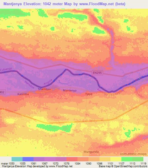 Mantjenya,Namibia Elevation Map