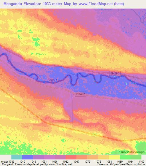 Mangandu,Namibia Elevation Map