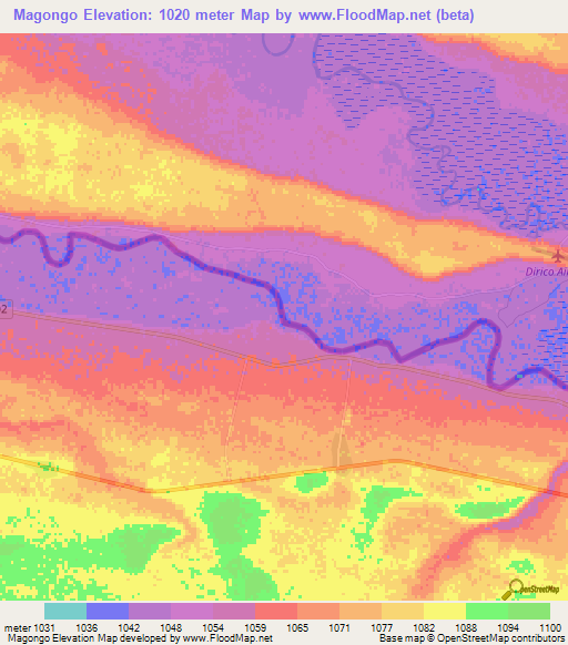 Magongo,Namibia Elevation Map