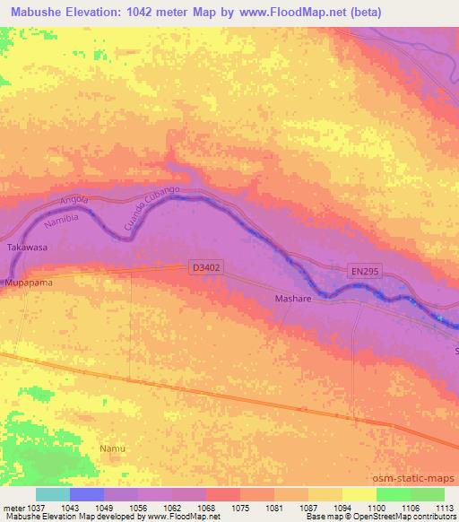 Mabushe,Namibia Elevation Map