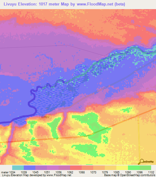 Livuyu,Namibia Elevation Map