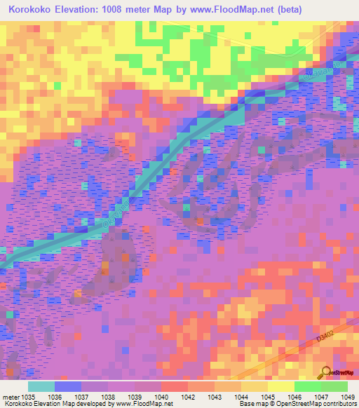 Korokoko,Namibia Elevation Map