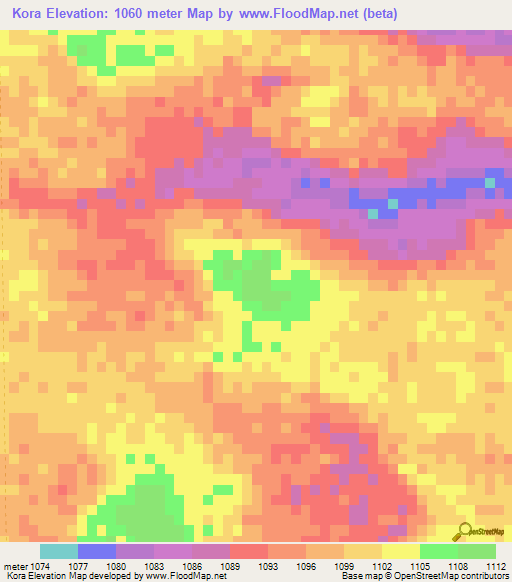 Kora,Namibia Elevation Map
