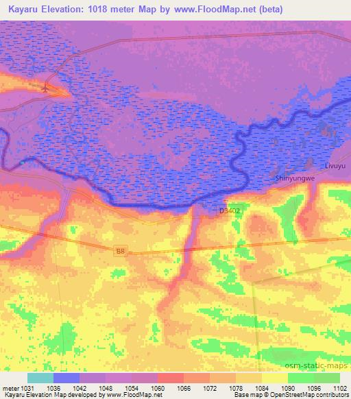 Kayaru,Namibia Elevation Map