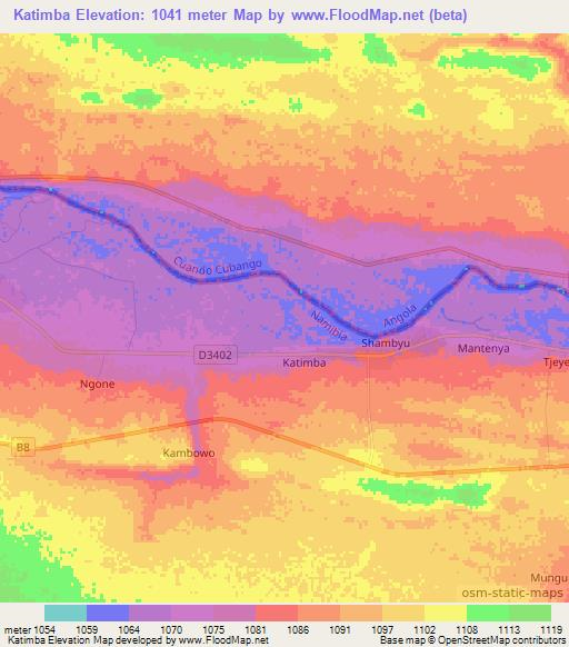 Katimba,Namibia Elevation Map