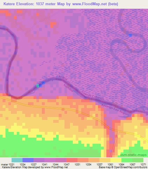 Katere,Namibia Elevation Map