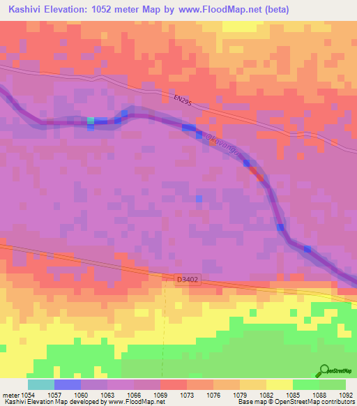 Kashivi,Namibia Elevation Map