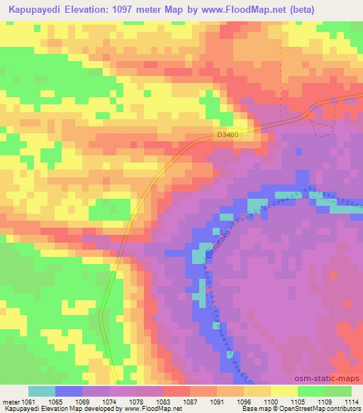 Kapupayedi,Namibia Elevation Map