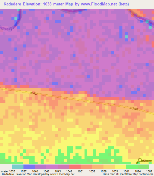 Kadedere,Namibia Elevation Map