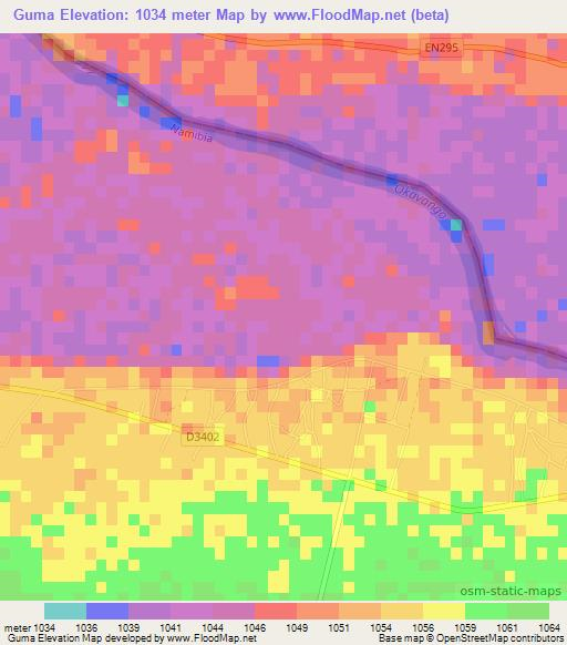 Guma,Namibia Elevation Map