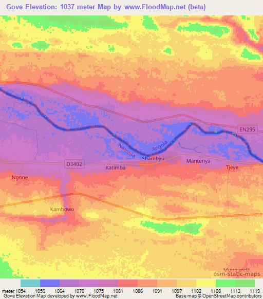 Gove,Namibia Elevation Map