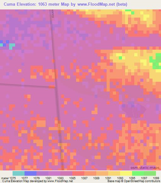 Cuma,Namibia Elevation Map