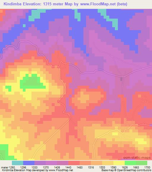 Kindimba,Tanzania Elevation Map