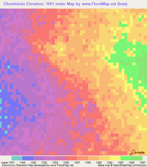 Zibunkululu,Zimbabwe Elevation Map