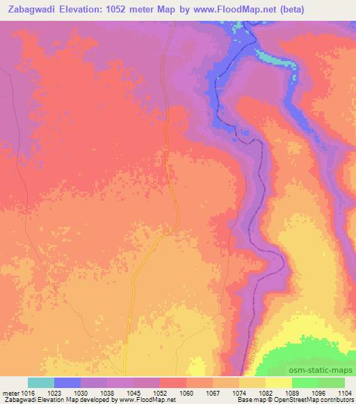 Zabagwadi,Zimbabwe Elevation Map