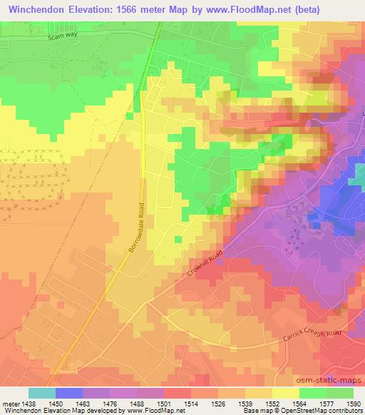 Winchendon,Zimbabwe Elevation Map