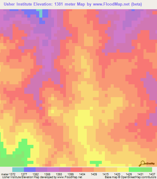 Usher Institute,Zimbabwe Elevation Map
