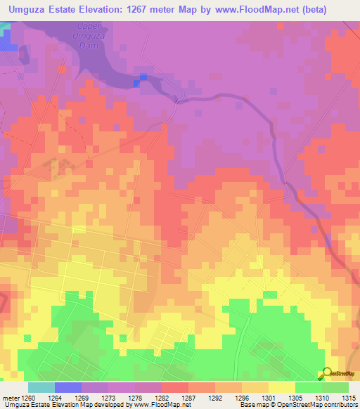 Umguza Estate,Zimbabwe Elevation Map