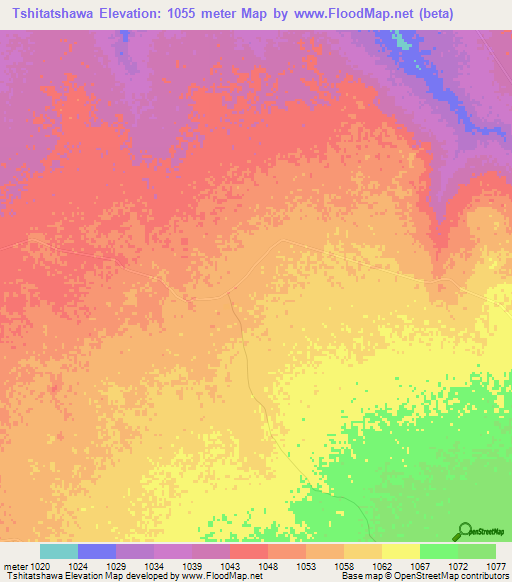 Tshitatshawa,Zimbabwe Elevation Map